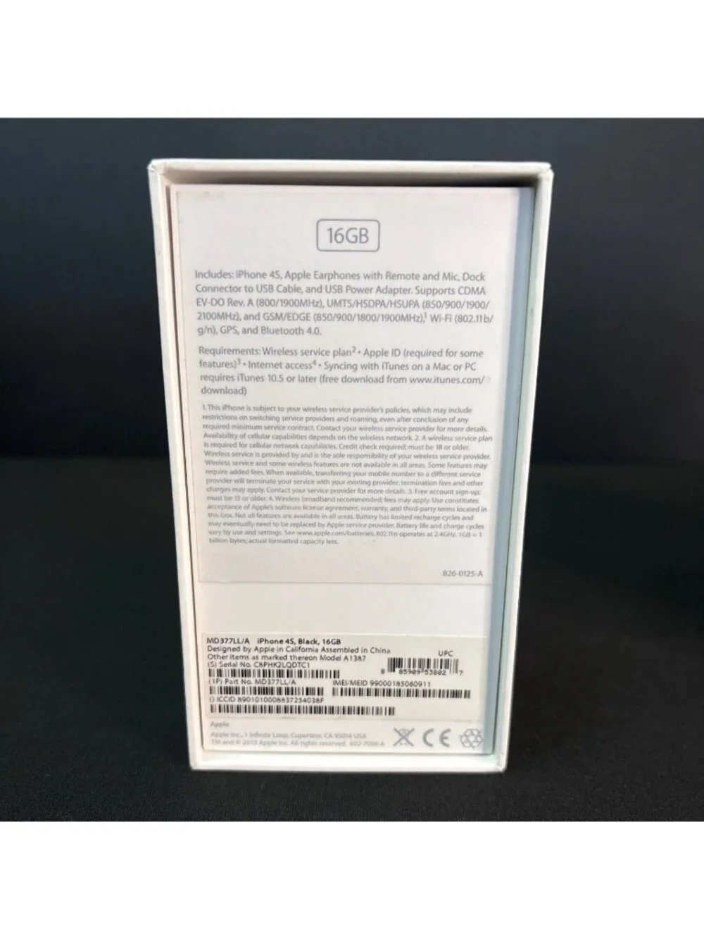 Apple iPhone 4S Black 16GB Empty Box Only